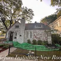 Stone cottage home before roof replacement
